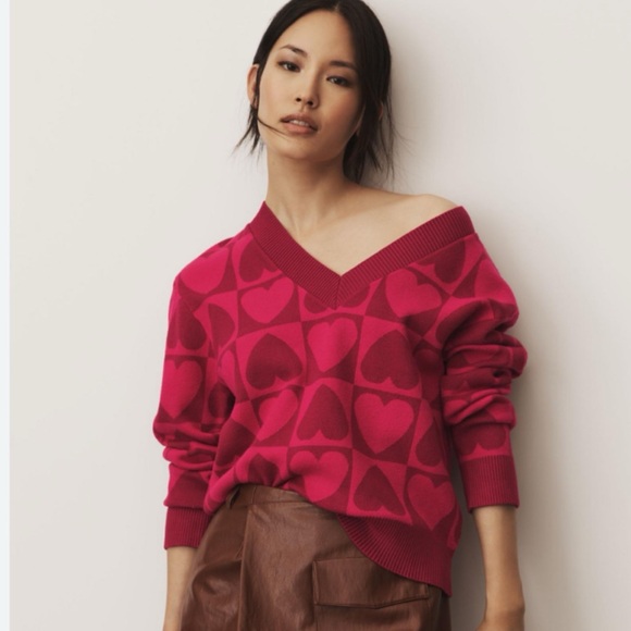 NWT Anthropologie English Factory Checkered Heart Sweater size L - Picture 8 of 12